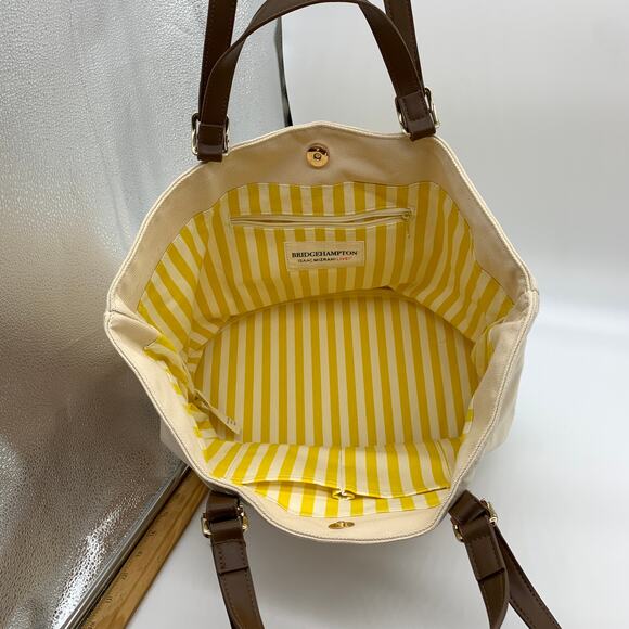 Isaac Mizrahi Live Womens Handbag Bridgehampton Tote Bag Cream Color - Picture 2 of 13